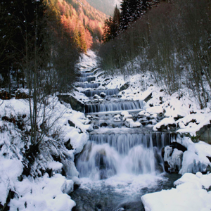 mountain snow stream water